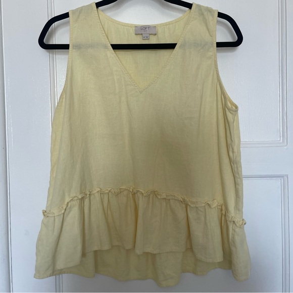 LOFT linen blend yellow peplum top - Picture 3 of 6